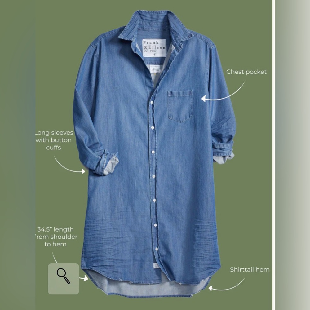 Frank & Eileen Light Blue Denim Shirt Dress - Picture 2 of 9